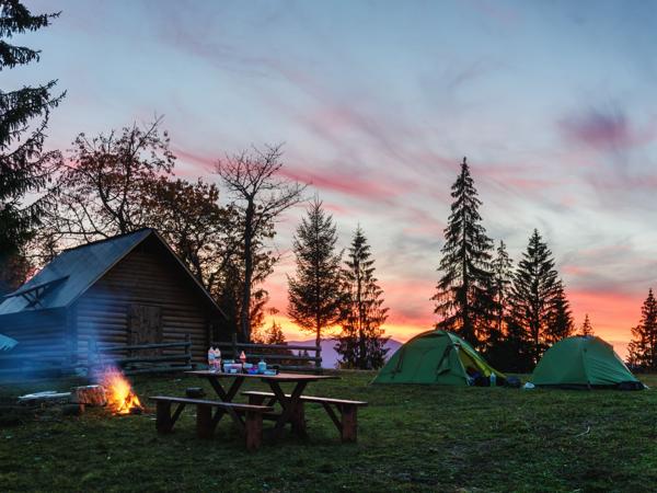 Sunset camping scene